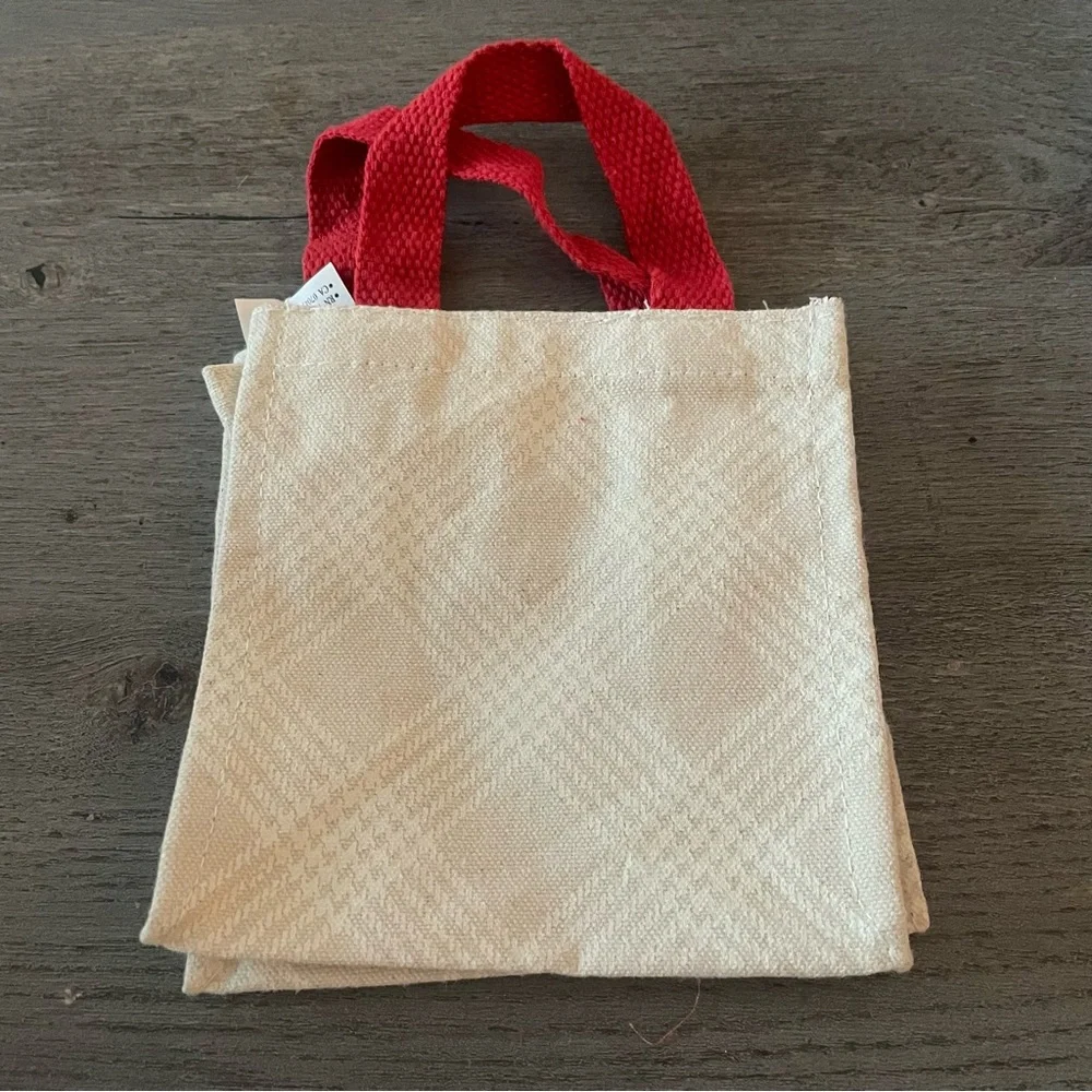 Mini Festive Santa Cloth Gift Bag with Red Handles